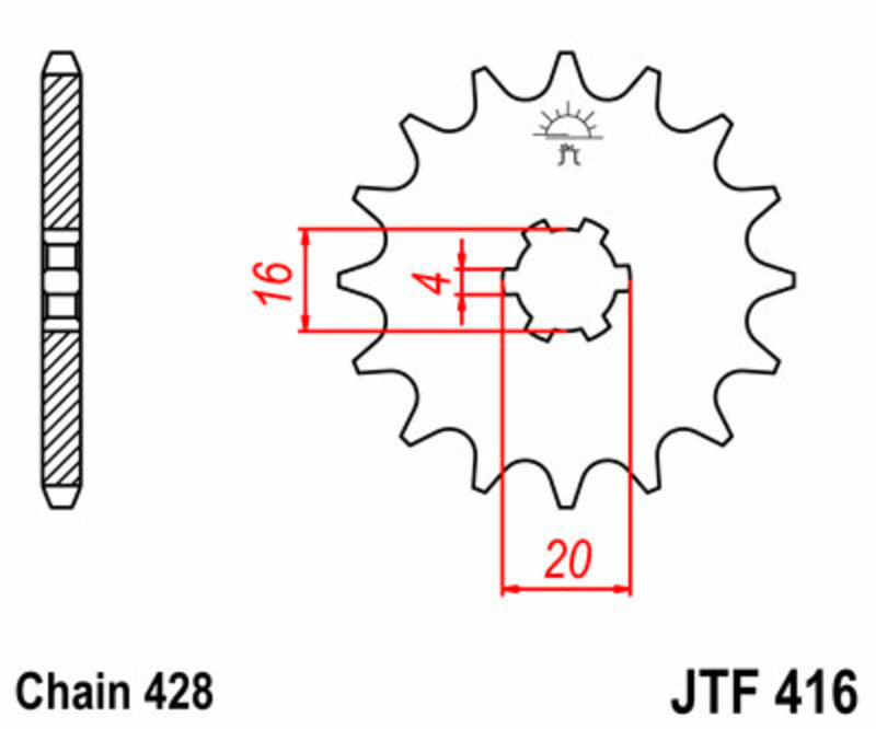 JT SPROCKETS Steel standard front sprocket 416 - 428 