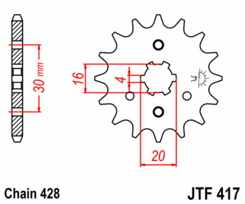 JT SPROCKETS Steel standard front sprocket 417 - 428 