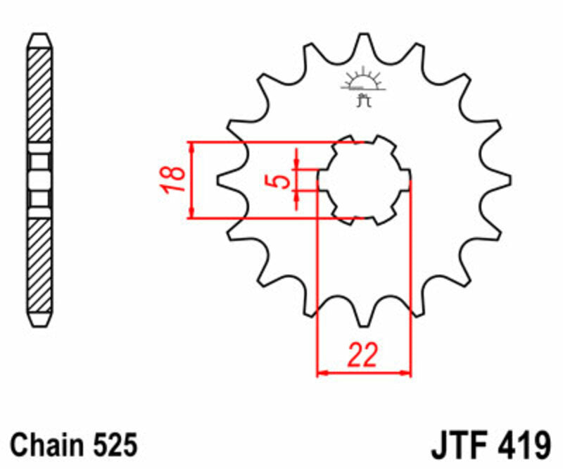 JT SPROCKETS Staal standaard voortandwiel 419 - 525