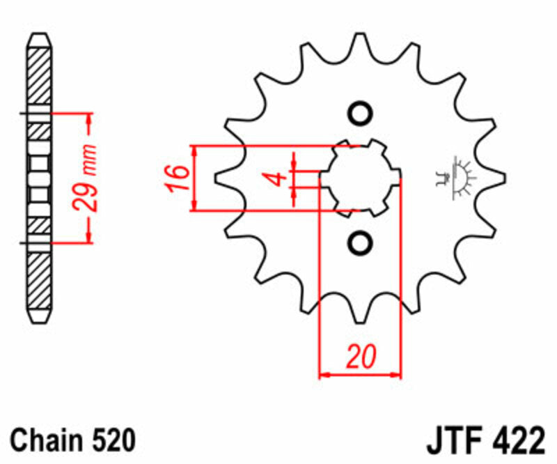 JT SPROCKETS Steel standard front sprocket 422 - 520 