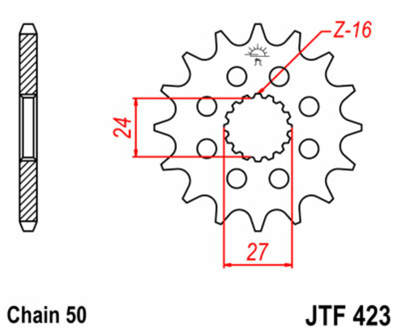 JT SPROCKETS Staal standaard voortandwiel 423 - 530