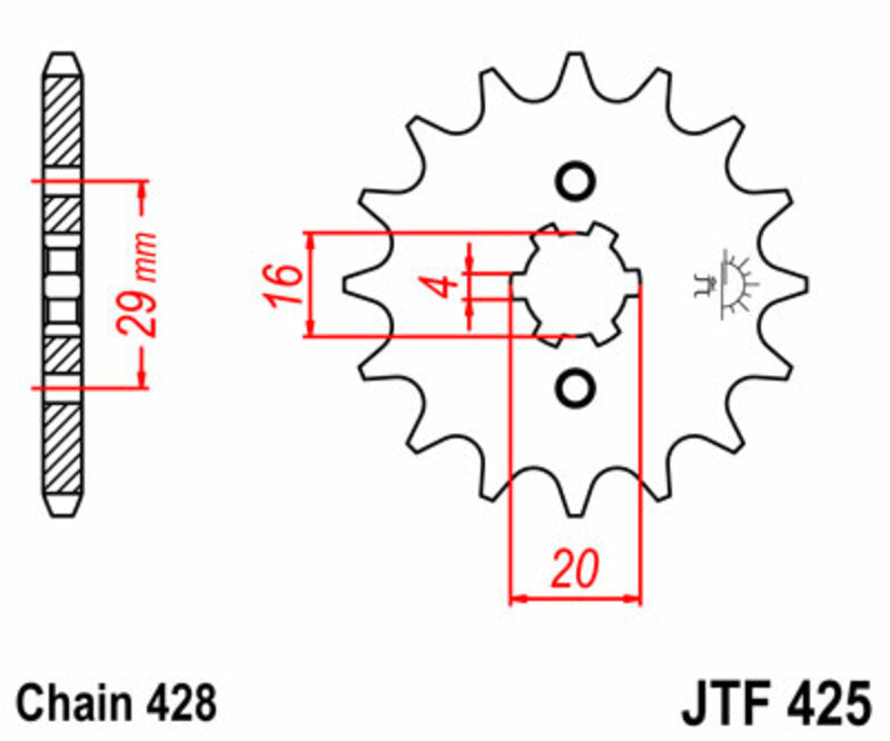 JT SPROCKETS Steel standard front sprocket 425 - 428 