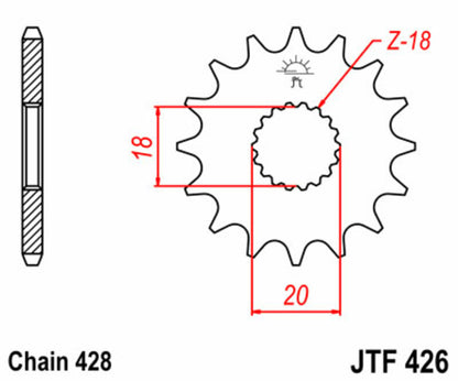 JT SPROCKETS Steel standard front sprocket 426 - 428 