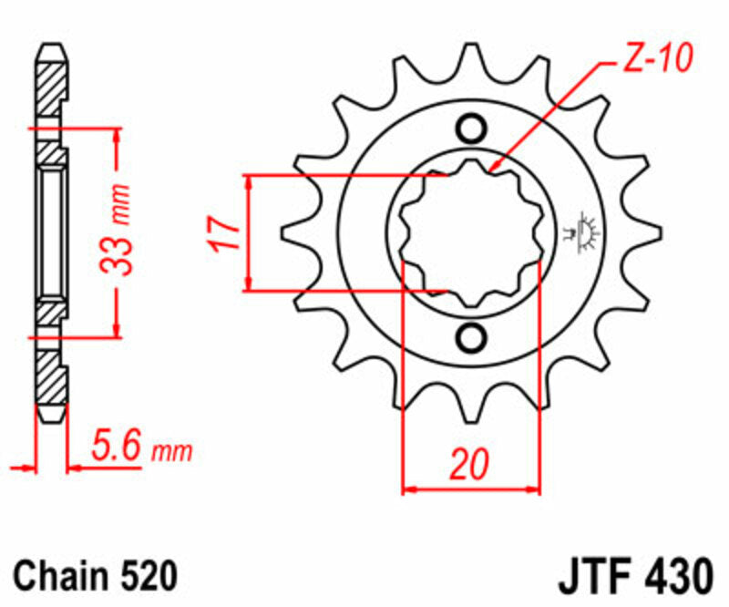 JT SPROCKETS Steel standard front sprocket 430 - 520 