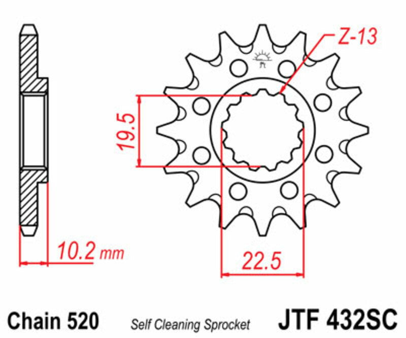 JT SPROCKETS Steel self-cleaning front sprocket 432 - 520