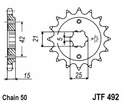 JT SPROCKETS Steel standard front sprocket 492 - 520 