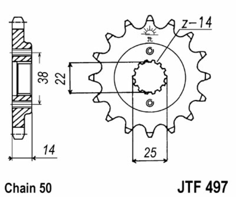 JT SPROCKETS Steel standard front sprocket 497 - 530 