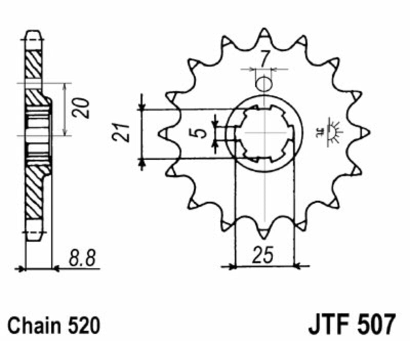 JT SPROCKETS Steel standard front sprocket 507 - 520 