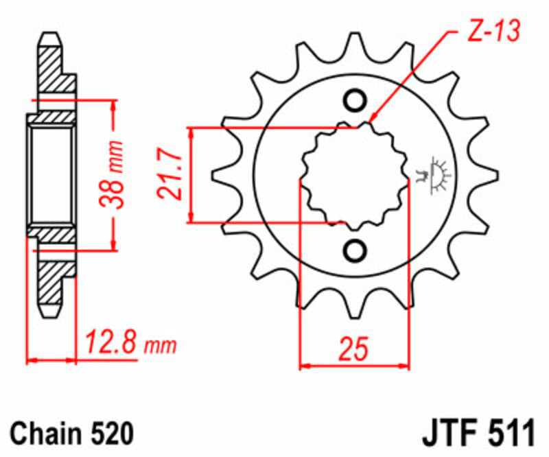 JT SPROCKETS Steel standard front sprocket 511 - 520 