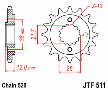 JT SPROCKETS Steel standard front sprocket 511 - 520 