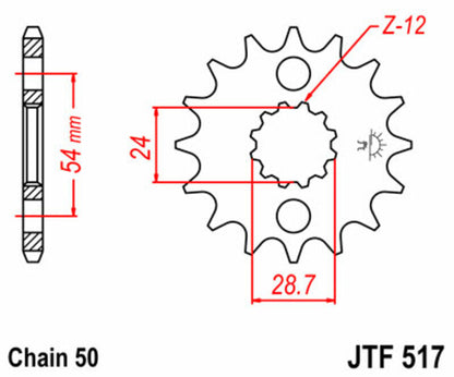 JT SPROCKETS Staal standaard voortandwiel 517 - 530