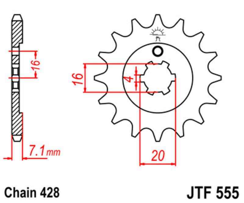 JT SPROCKETS Steel standard front sprocket 555 - 428 