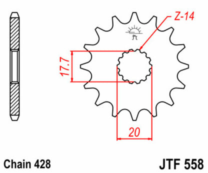 JT SPROCKETS Staal standaard voortandwiel 558 - 428