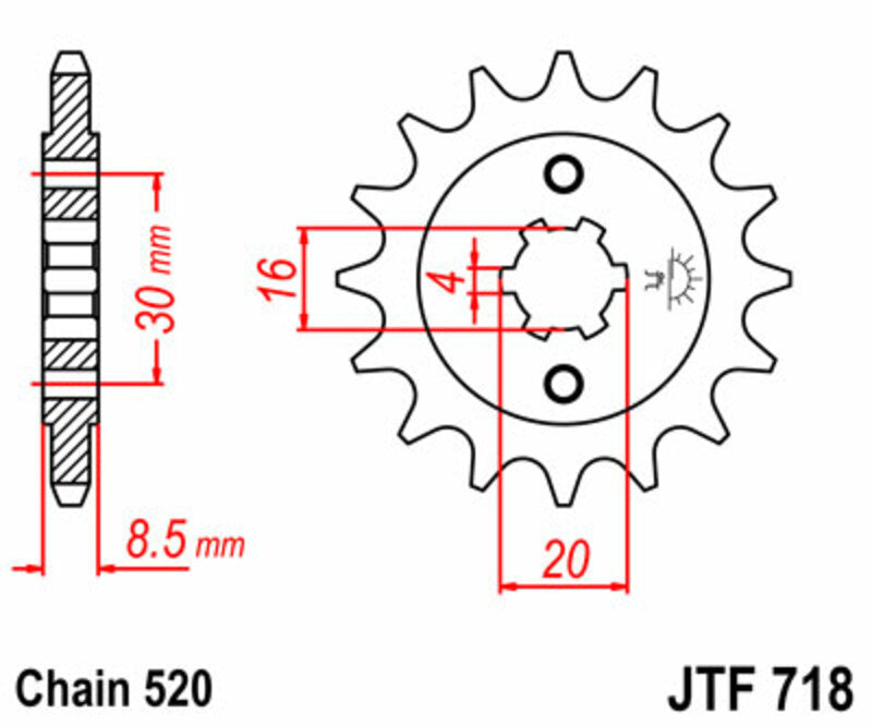 JT SPROCKETS Steel standard front sprocket 718 - 520 