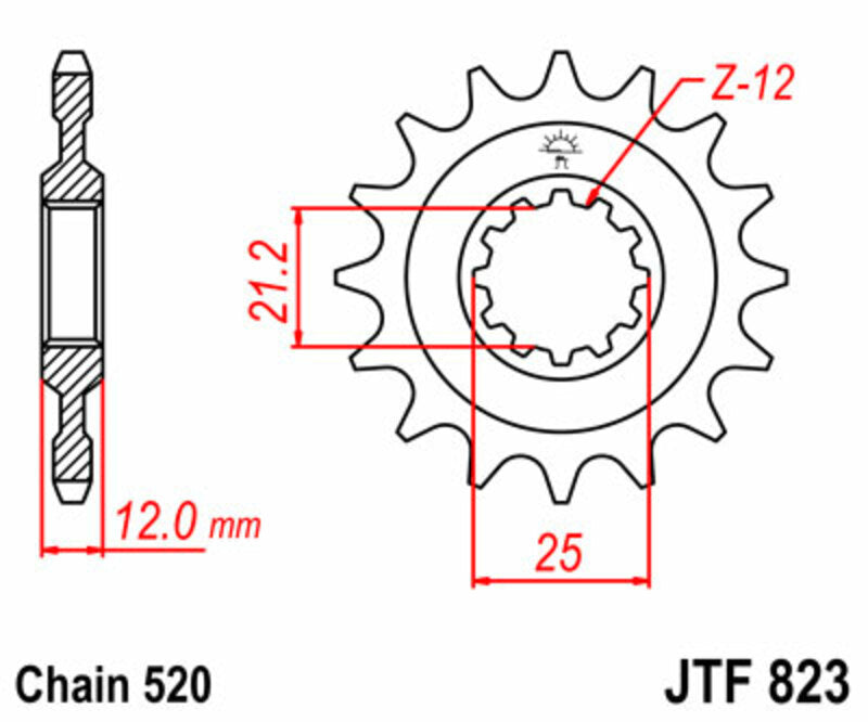 JT SPROCKETS Steel standard front sprocket 823 - 520 