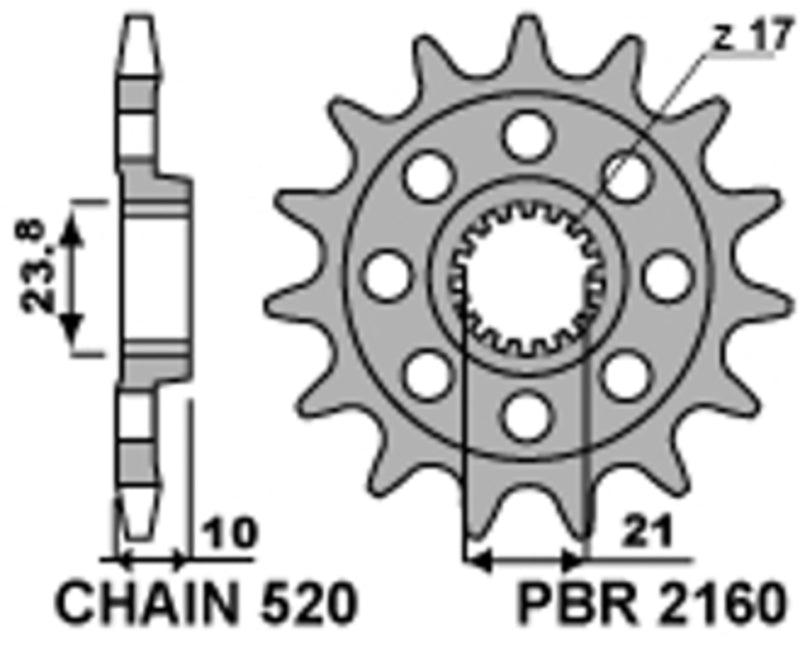 PBR Steel standard front sprocket 2160 - 520