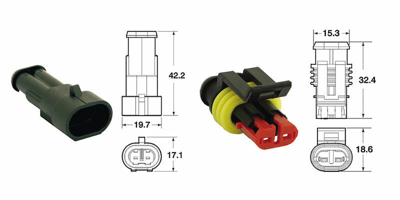 CONNECTORSET  2 POLIG  2 POLEN-5 VOLLEDIGE SETS TYPE 060 AM