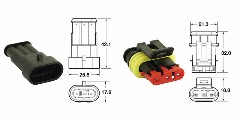 CONNECTORSET 3 POLIG  3 POLEN-5 VOLLEDIGE SETS TYPE 060 AM