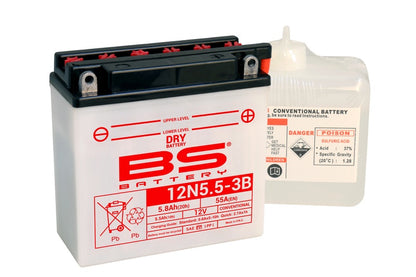 BS BATTERY Accu Conventioneel met zuurpakket - 12N5.5-3B