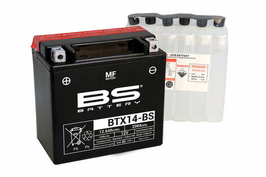 BS BATTERY Accu Onderhoudsvrij met zuurpakket - BTX14-BS