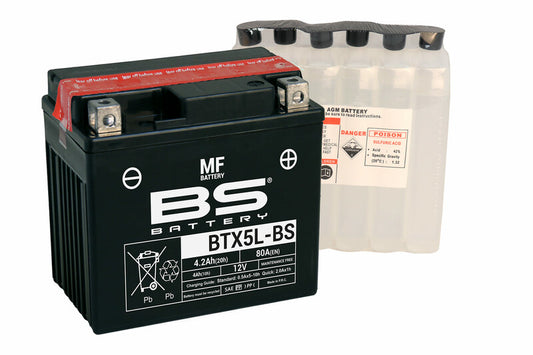 BS BATTERY Accu Onderhoudsvrij met zuurpakket - BTX5L-BS