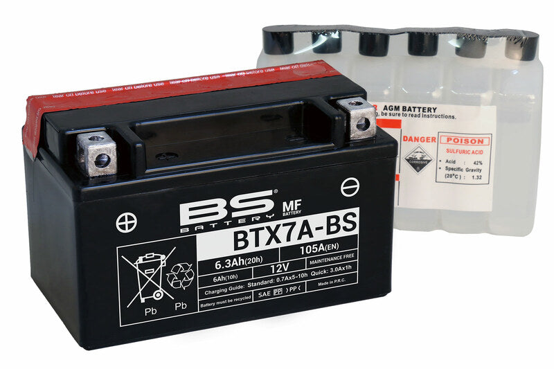 BS BATTERY Accu Onderhoudsvrij met zuurpakket - BTX7A-BS