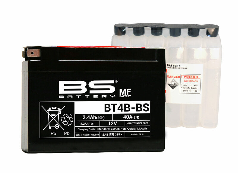 BS BATTERY Accu Onderhoudsvrij met zuurpakket - BT4B-BS