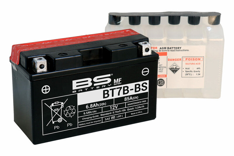 BS BATTERY Accu Onderhoudsvrij met zuurpakket - BT7B-BS