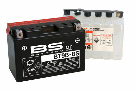 BS BATTERY Battery Maintenance-free with acid pack - BT9B-BS