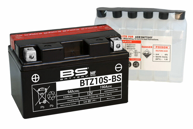 BS BATTERY Battery Maintenance-free with acid pack - BTZ10S-BS