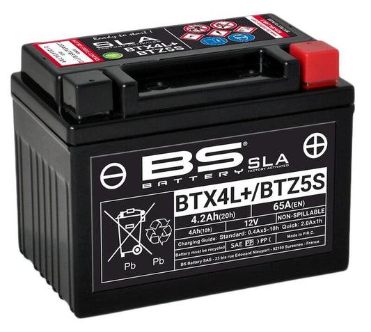 BS BATTERY SLA Accu Onderhoudsvrij af fabriek geactiveerd - BTX4L+ / BTZ5S