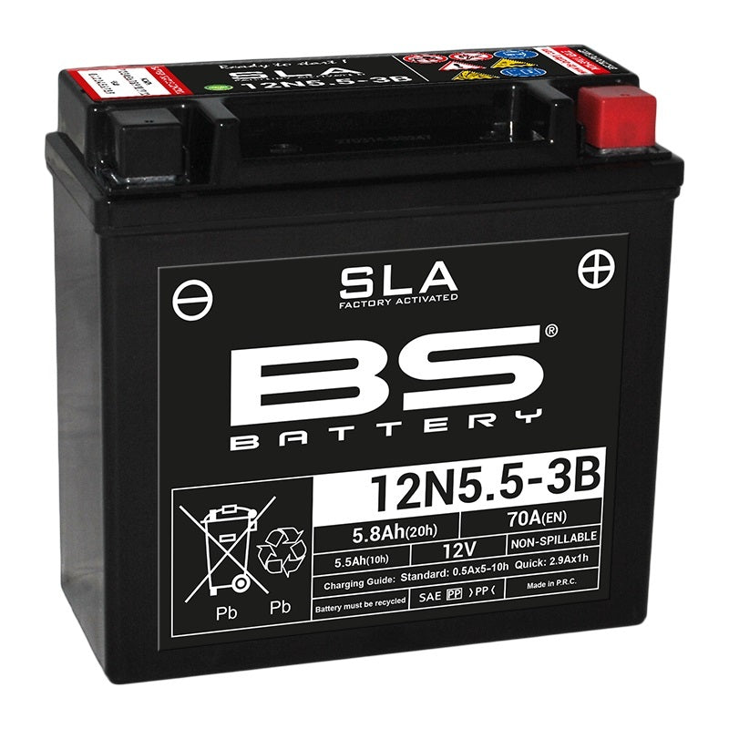 BS BATTERY SLA Accu Onderhoudsvrij af fabriek geactiveerd - 12N5.5-3B