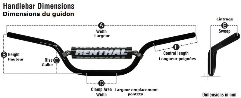 RENTHAL Mini MX 7/8" 611 110CC Playbike Bar handlebar