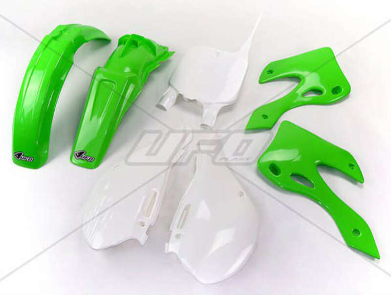 UFO Plastic kit OEM color green/white Kawasaki KX125/250