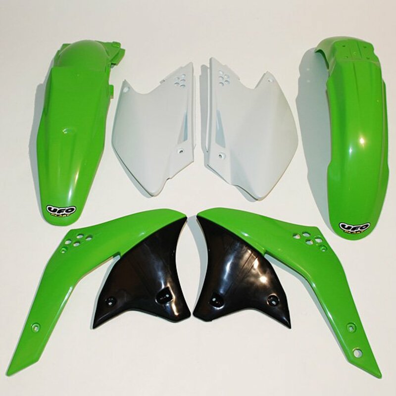 UFO Plastic kit OEM color green/white Kawasaki KX250F