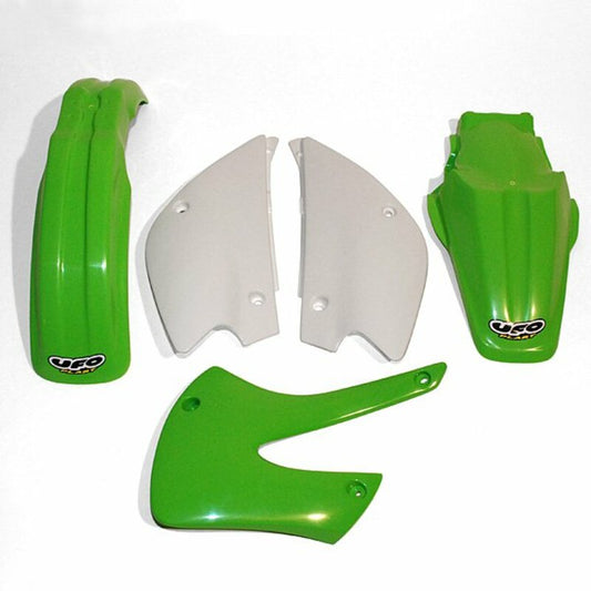 UFO Plastic kit OEM kleur groen/wit Kawasaki KX80