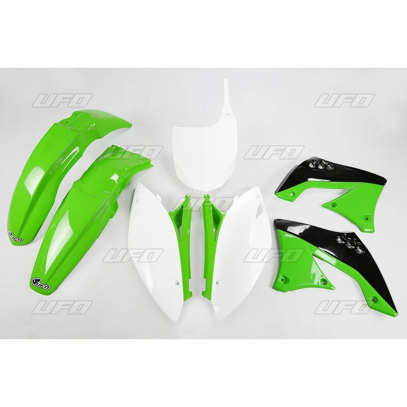 UFO Plastic kit OEM color green/black/white Kawasaki KX450F