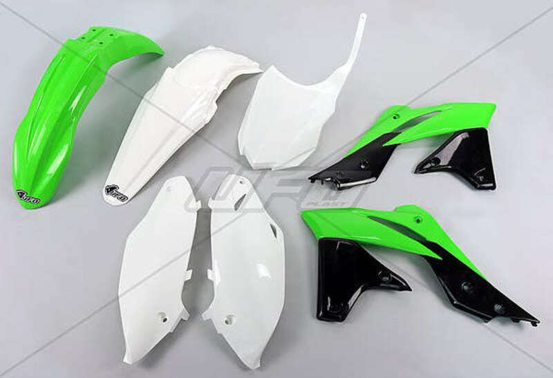 UFO Plastic kit OEM color green/white/black Kawasaki KX-F250