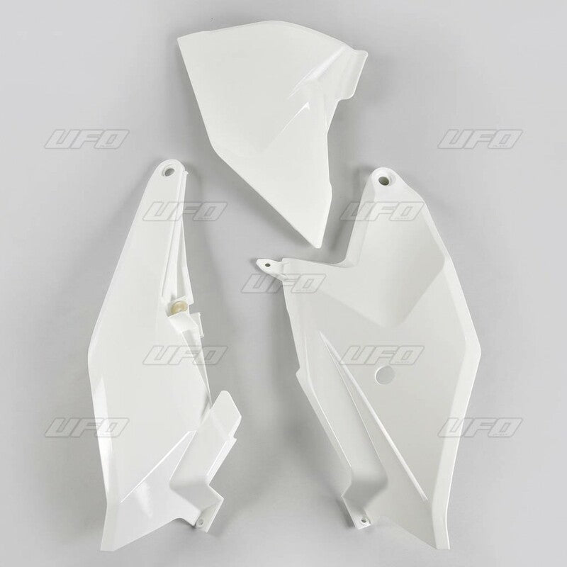 UFO Side number plates &amp; air filter box cover white KTM SX85