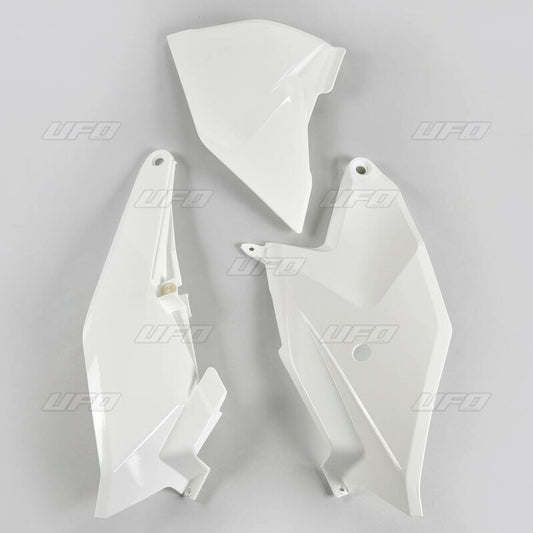 UFO Side number plates &amp; air filter box cover white KTM SX85