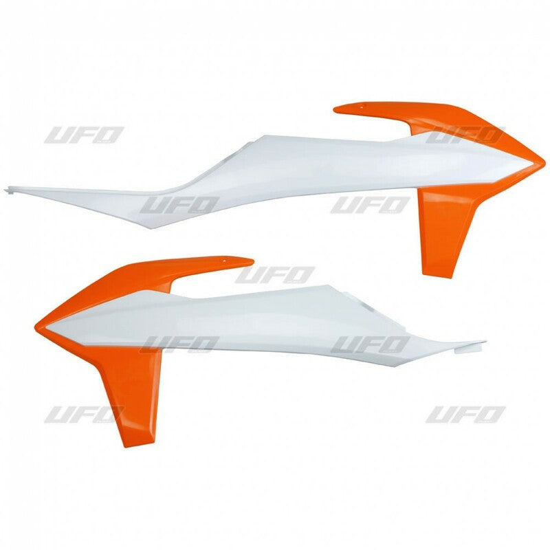 UFO Radiator shrouds orange/white KTM EXC/SX/EXC-F/SX-F 