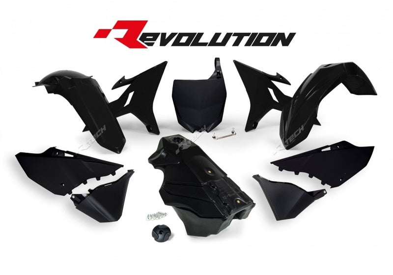 RACETECH plastic set Revolution + tank black Yamaha YZ125/250 