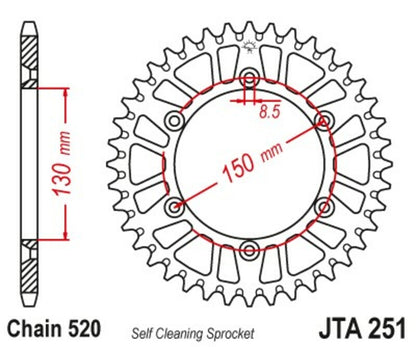 JT SPROCKETS Aluminium Ultra-Light Rear Sprocket 251 - 520