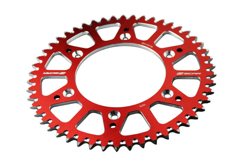 SCAR Rear Sprocket 48 Teeth Alu Ultralight Self-Cleaning 520 Type SRS230 Red 