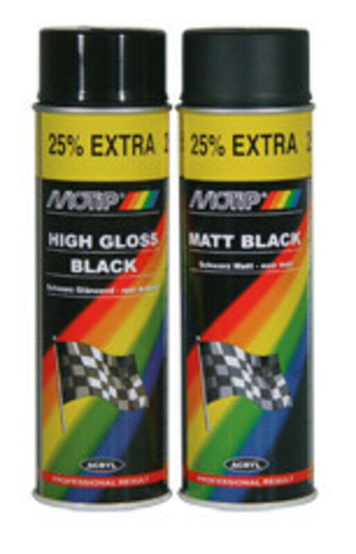 MOTIP Black SatinMatt Basic Paint - spuitbus 500 ml