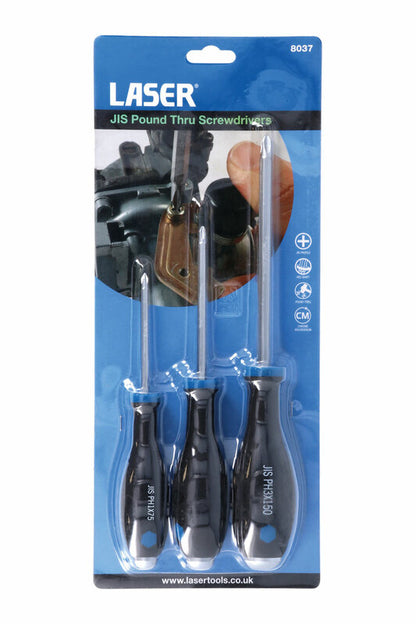 LASER TOOLS JIS Pound Thru Screwdrivers - 3pc