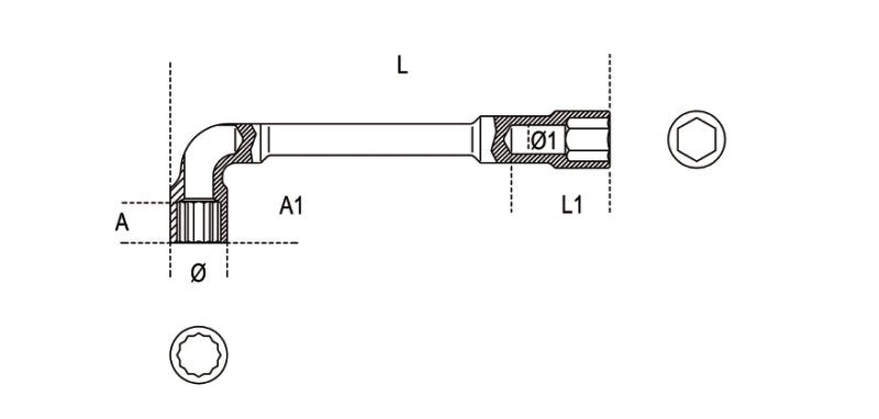 BETA Offset Hexagon Socket Wrench - 15mm Polished Chrom