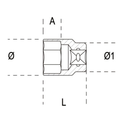 BETA 6 points 1/2" Socket - 12mm