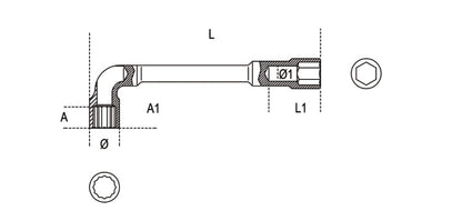 BETA Offset Hexagon Socket Wrench - 13mm Polished Chrom