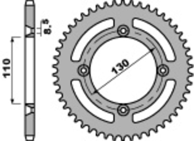 PBR Staal standaard voortandwiel 249 - 420